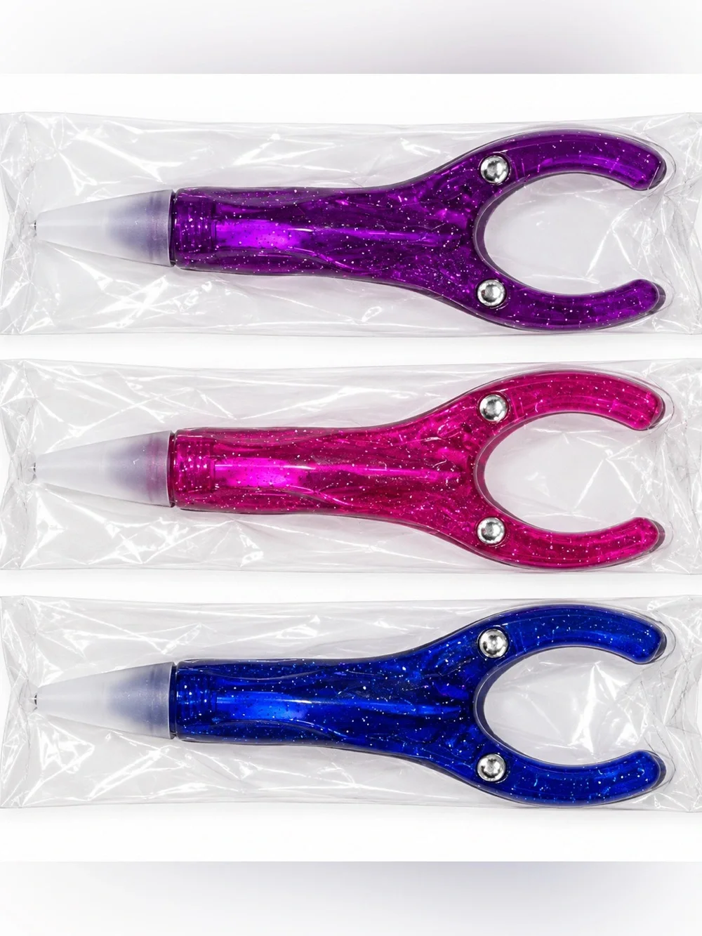 HappyAlley Ergonomic Ballpoint Pens 3 Pack Easy Grip Mixed Colors New